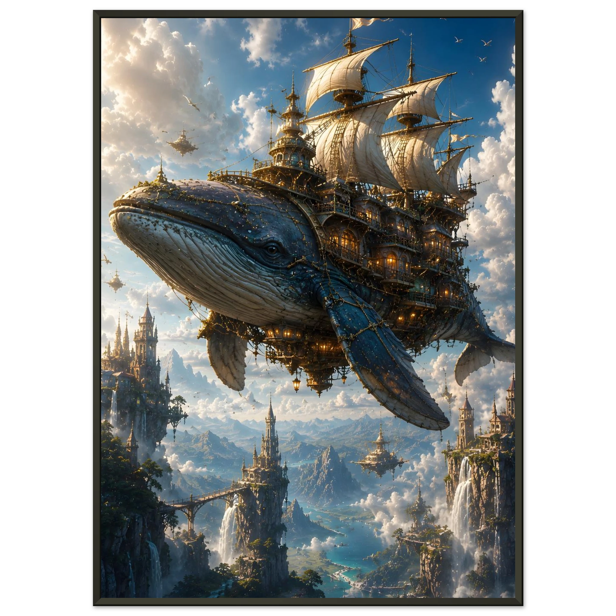 The Sky Leviathan fantasy wall art close-up