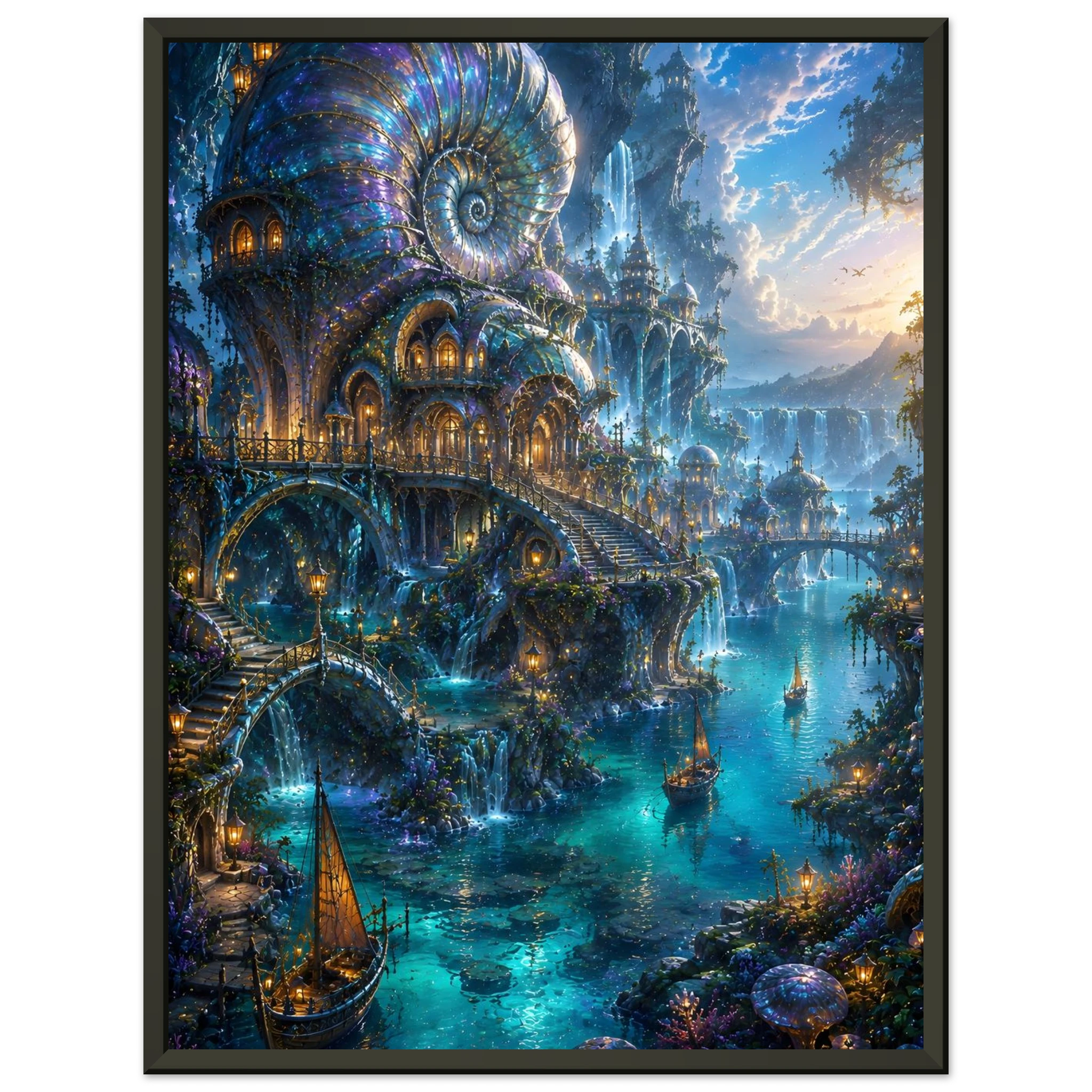 The Abyssal Harbour fantasy artwork framed print detail