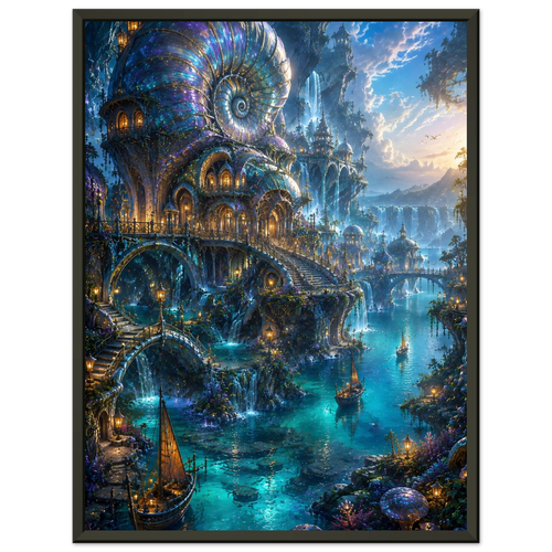 The Abyssal Harbour fantasy artwork framed print detail