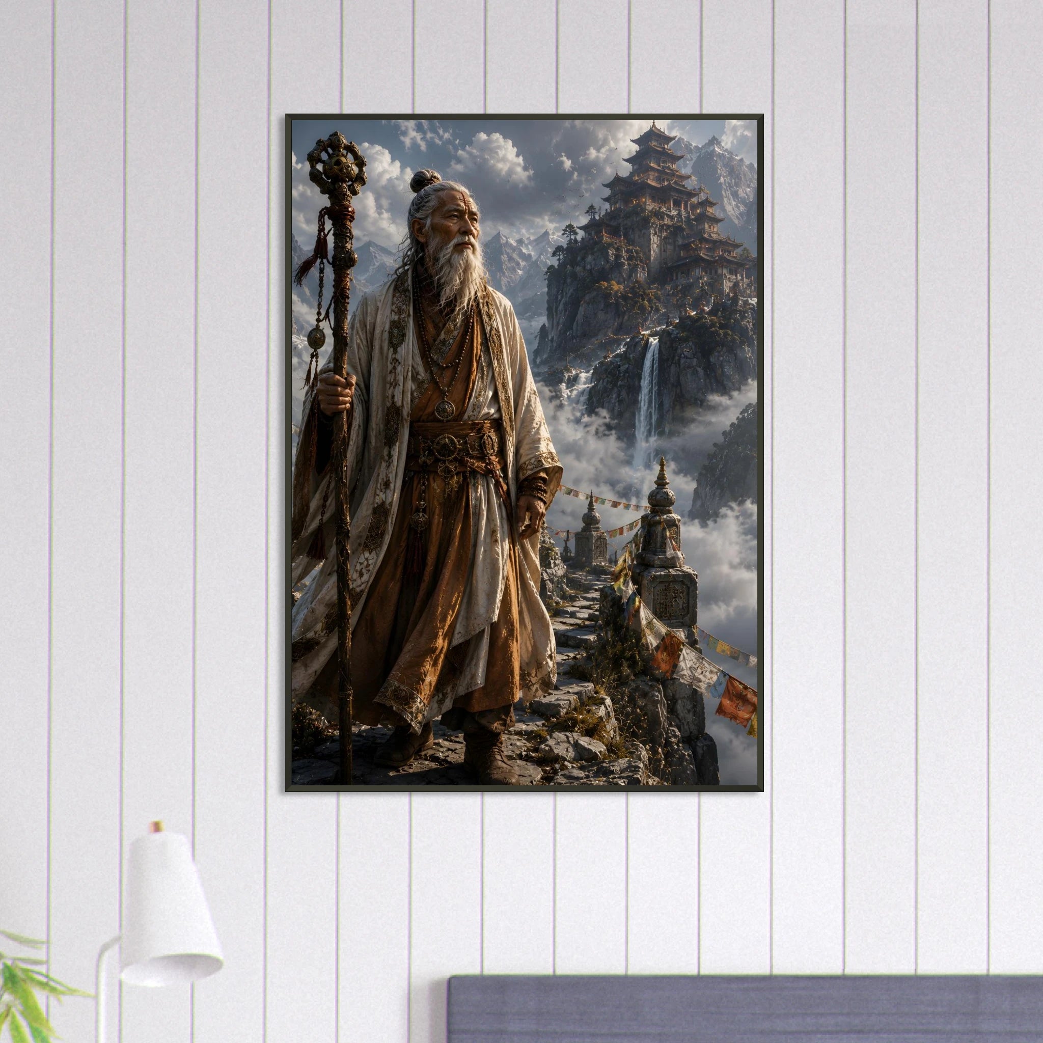 The Sage of the Celestial Peak premium framed poster display