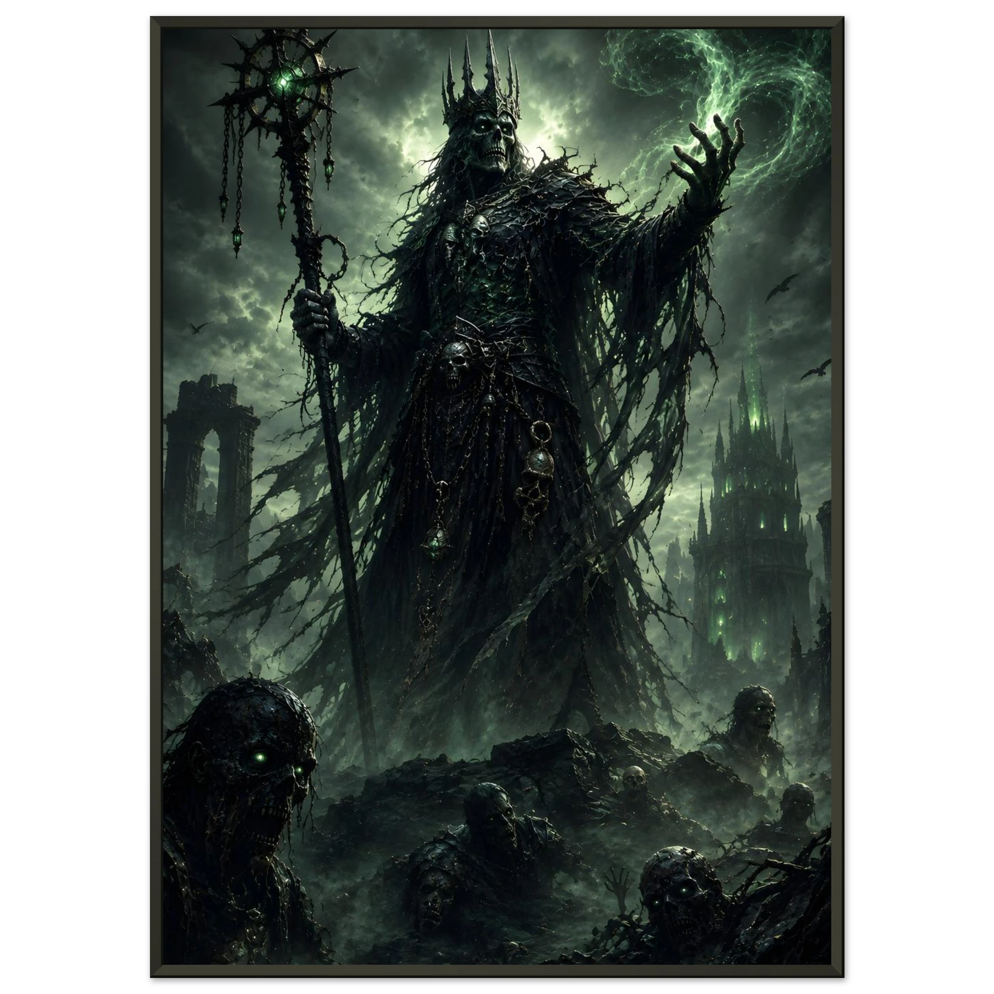The Lich King’s Dominion dark fantasy wall art close-up