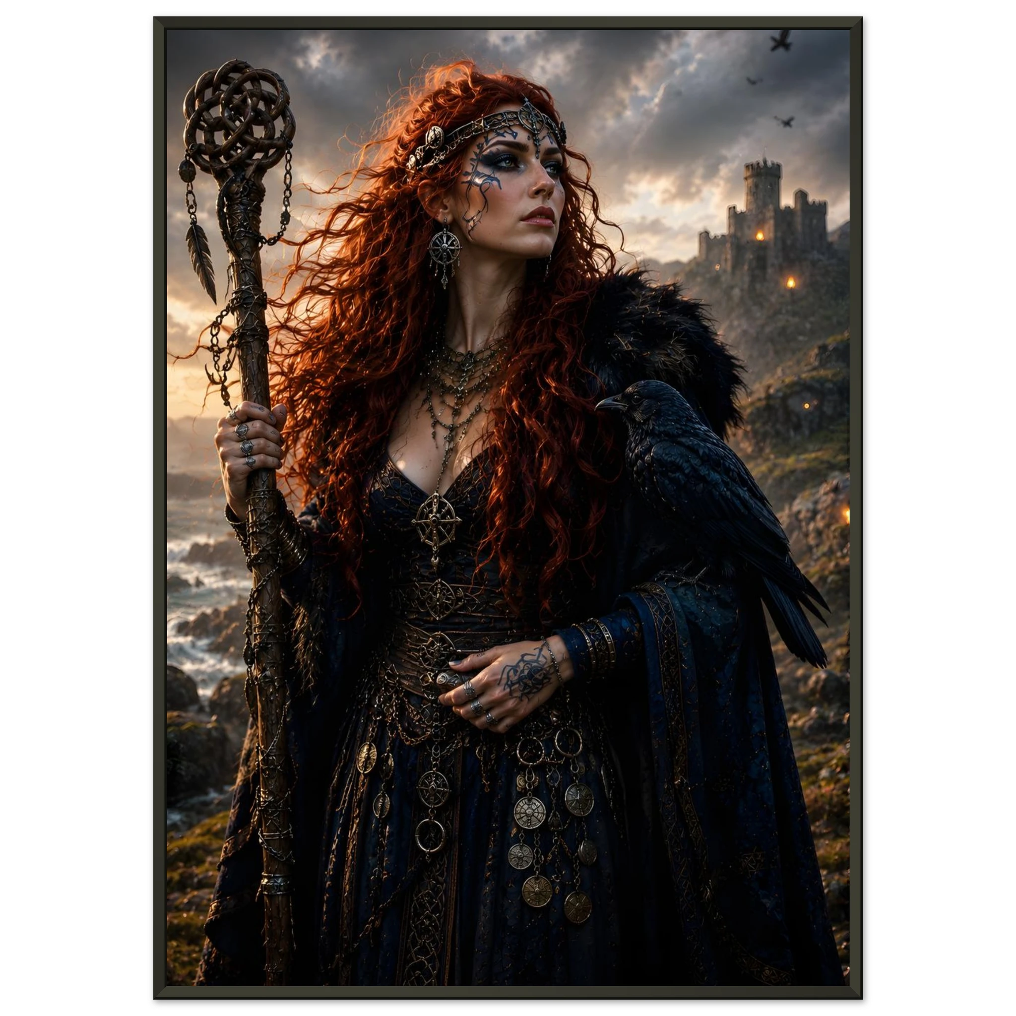 The Raven Witch of the Broken Shore dark fantasy wall art close-up