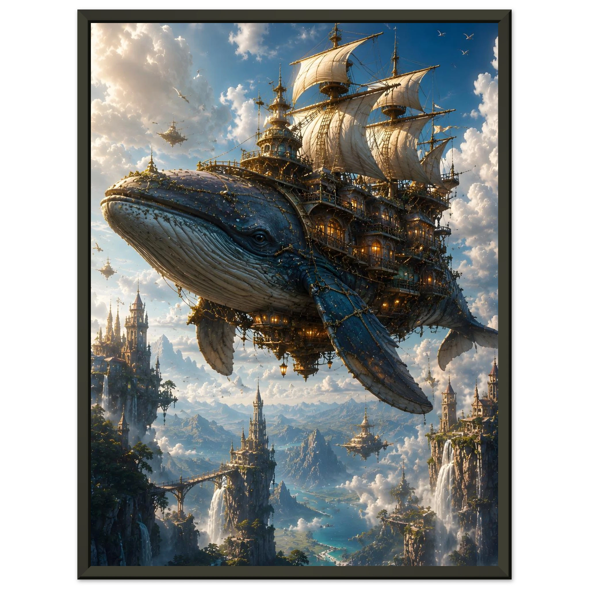 The Sky Leviathan fantasy artwork framed print detail