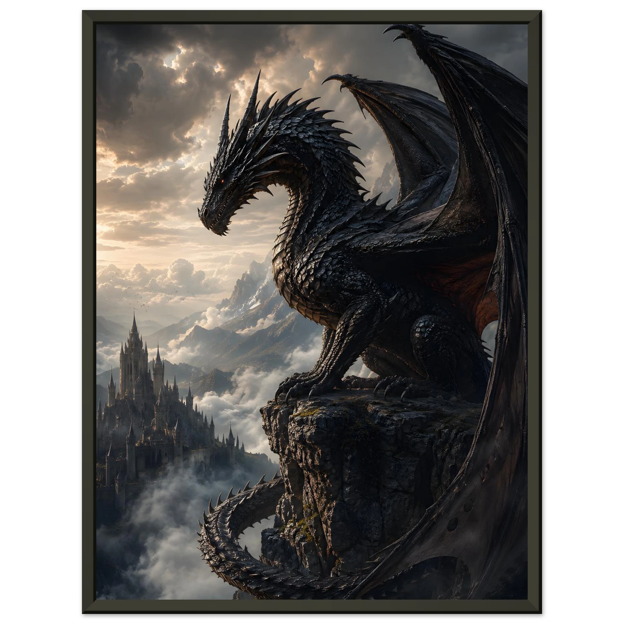 Warden of the Storm Peaks dark fantasy wall art close-up
