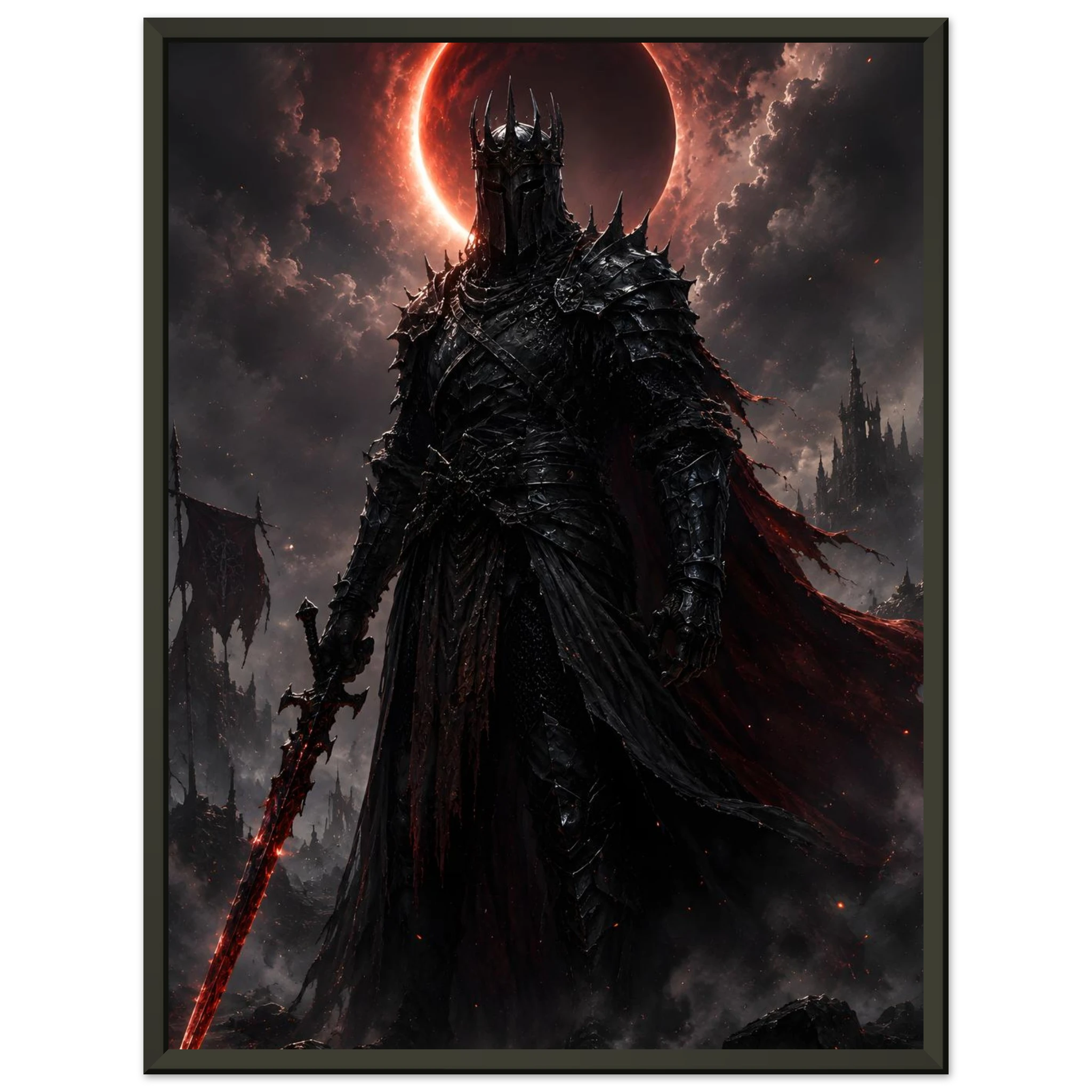 Lord of the Blood Moon dark fantasy wall art close-up