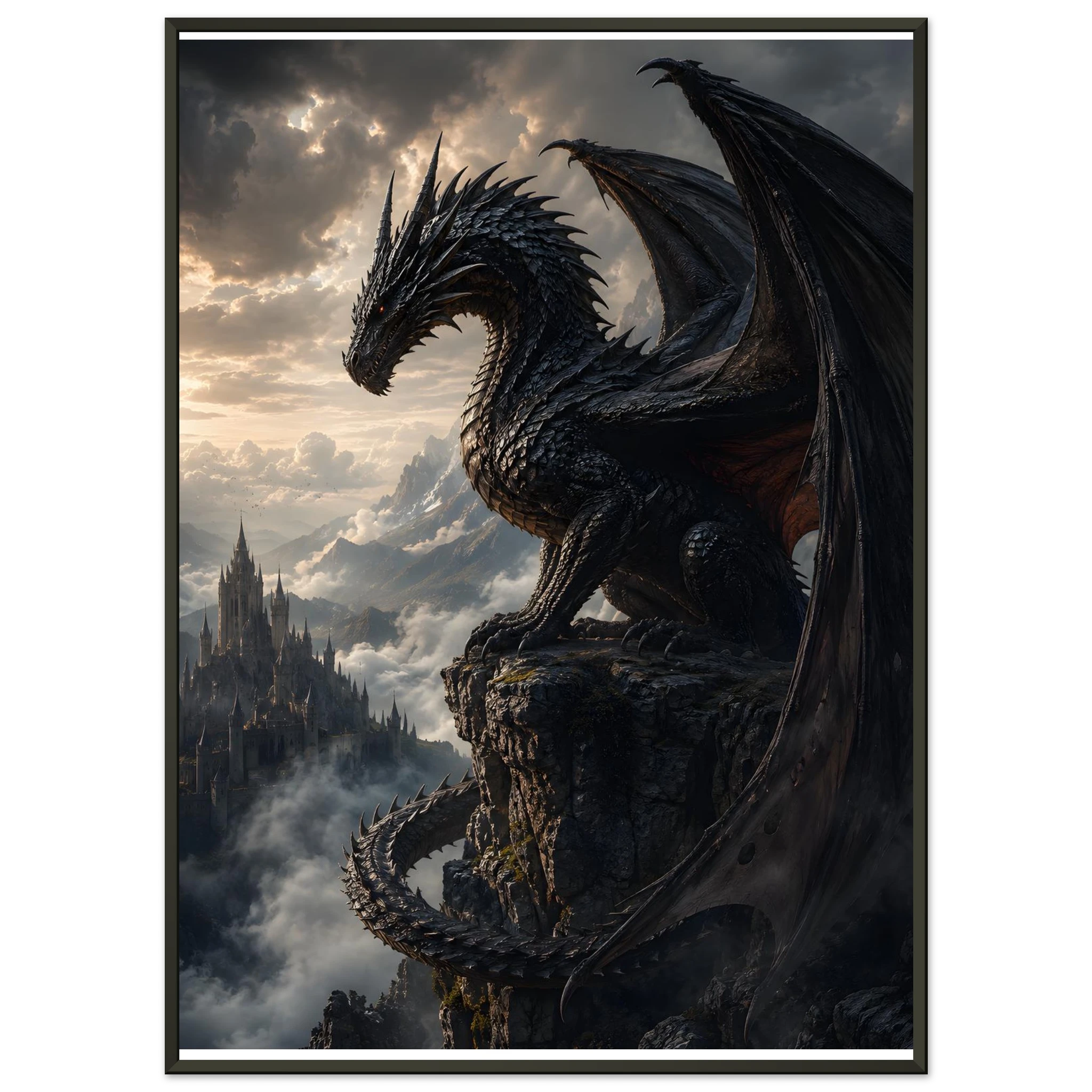 Warden of the Storm Peaks fantasy artwork framed print detail