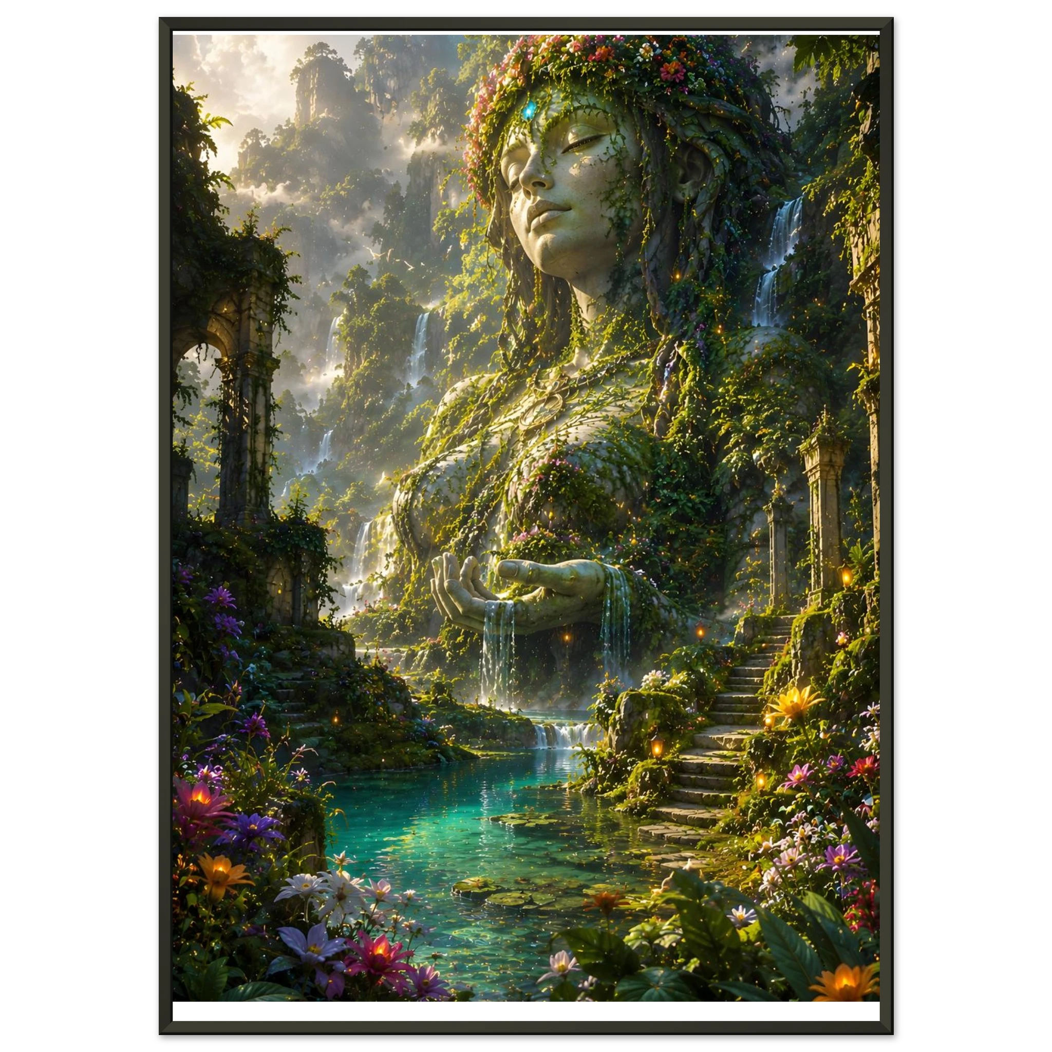 The Moonlit Realm of Evermist fantasy artwork framed print detail