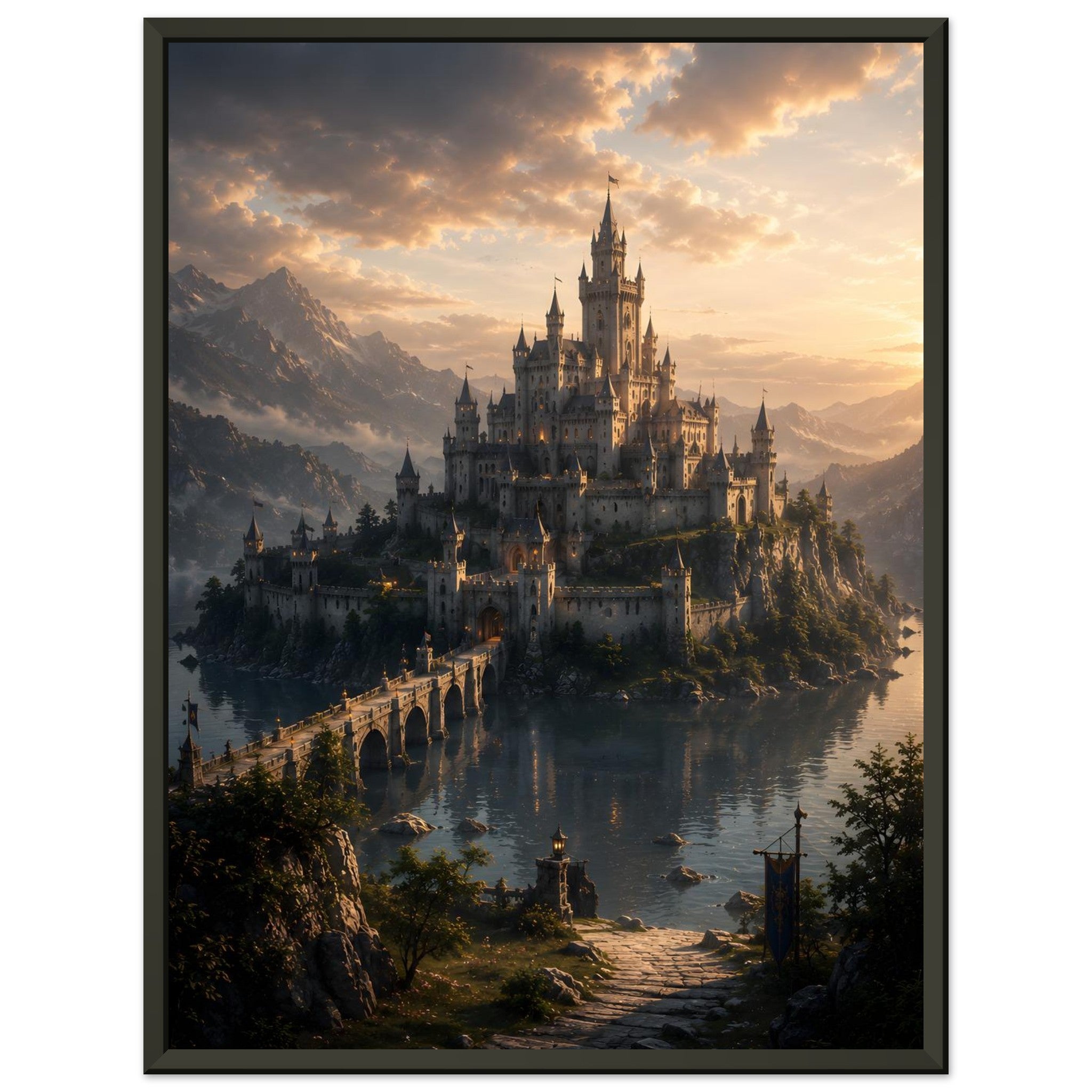 The Cursed Keep at Dusk fantasy artwork framed print detail