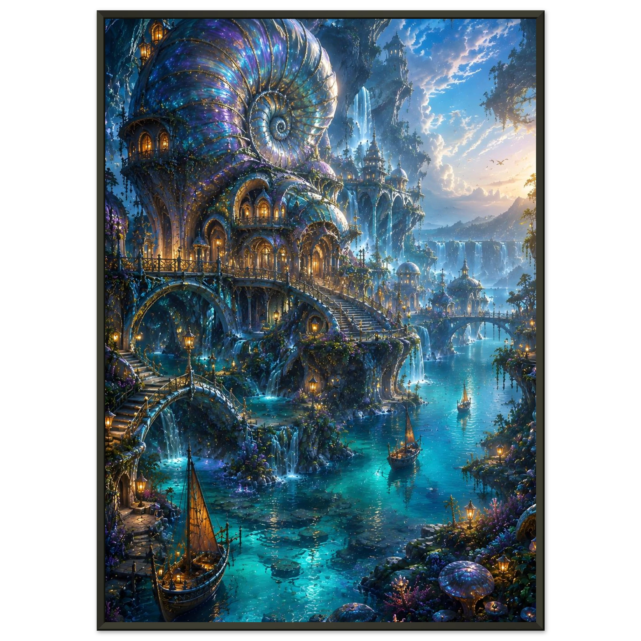 The Abyssal Harbour fantasy wall art close-up