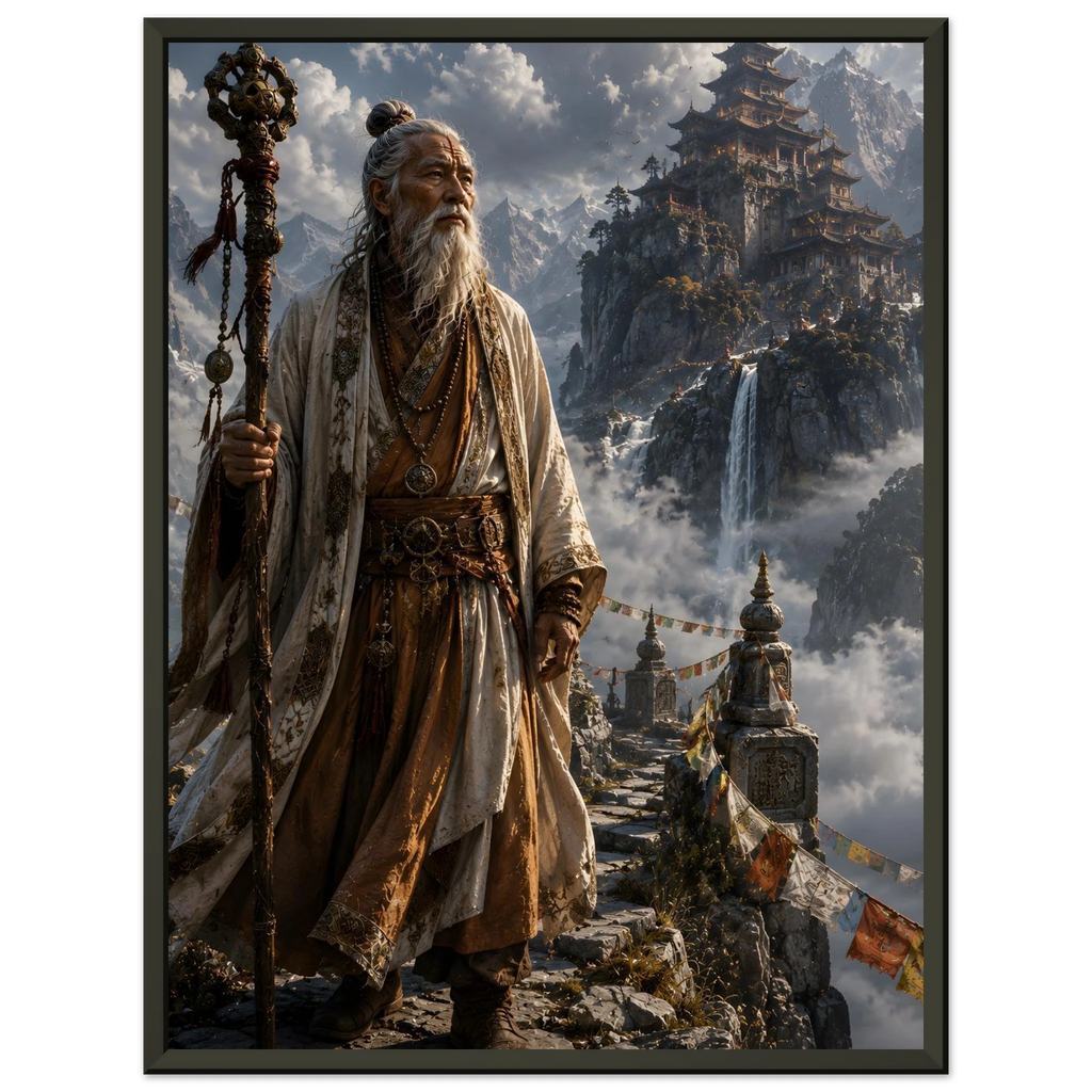 The Sage of the Celestial Peak fantasy wall art close-up