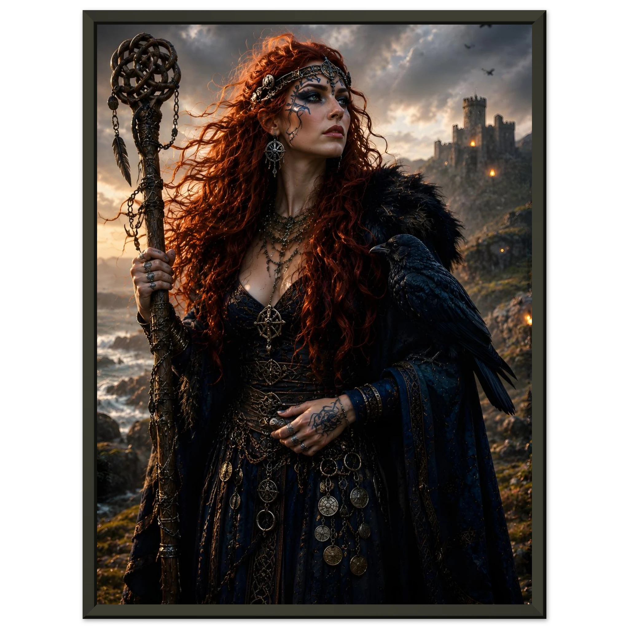 The Raven Witch of the Broken Shore dark fantasy artwork framed print detail