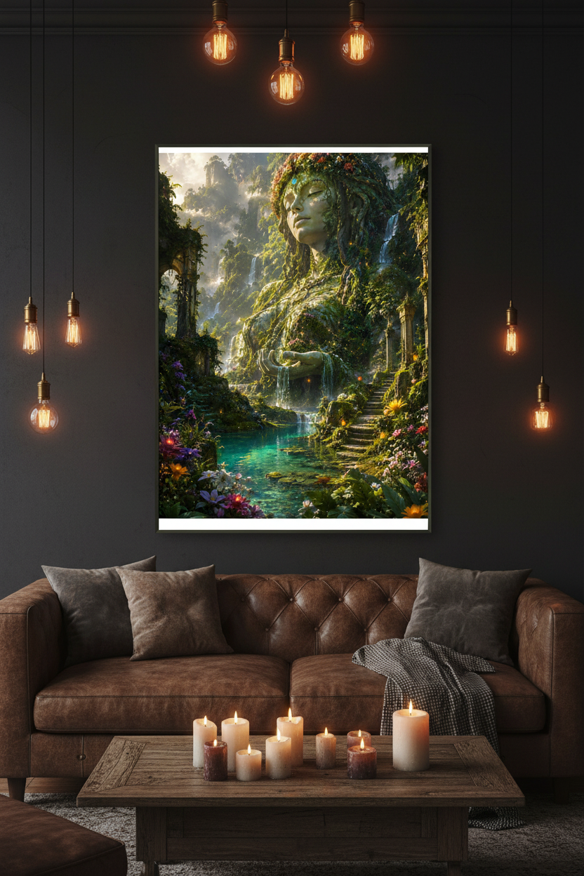 The Moonlit Realm of Evermist – Enchanted Worlds Framed Poster