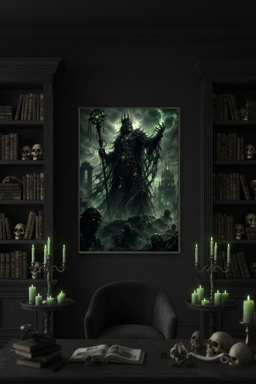 The Lich King’s Dominion – Dark Fantasy Framed Poster