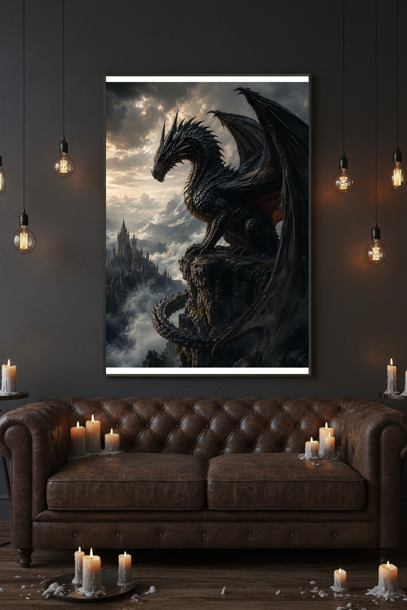 Warden of the Storm Peaks – Dark Fantasy Framed Poster
