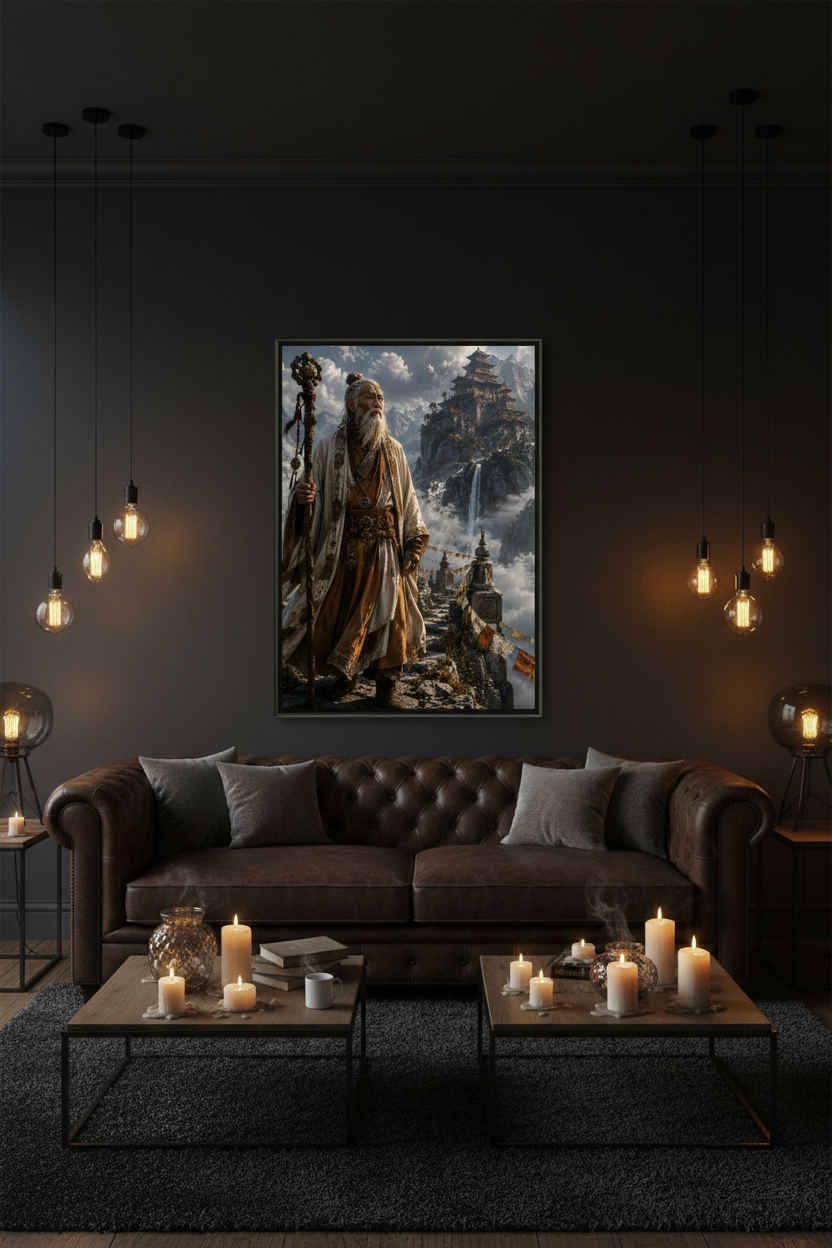 The Sage of the Celestial Peak – Fantasy Framed Poster
