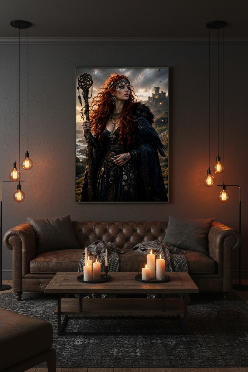The Raven Witch of the Broken Shore – Dark Fantasy Framed Poster