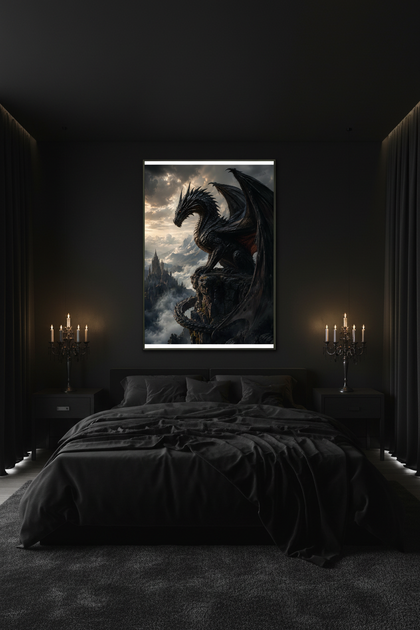 Warden of the Storm Peaks – Dark Fantasy Framed Poster