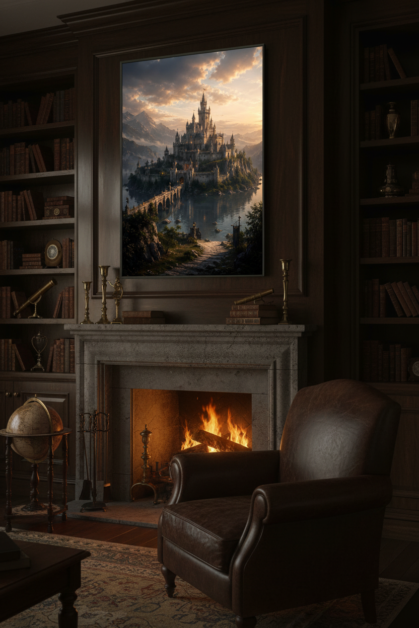 The Cursed Keep at Dusk – Dark Fantasy Framed Poster