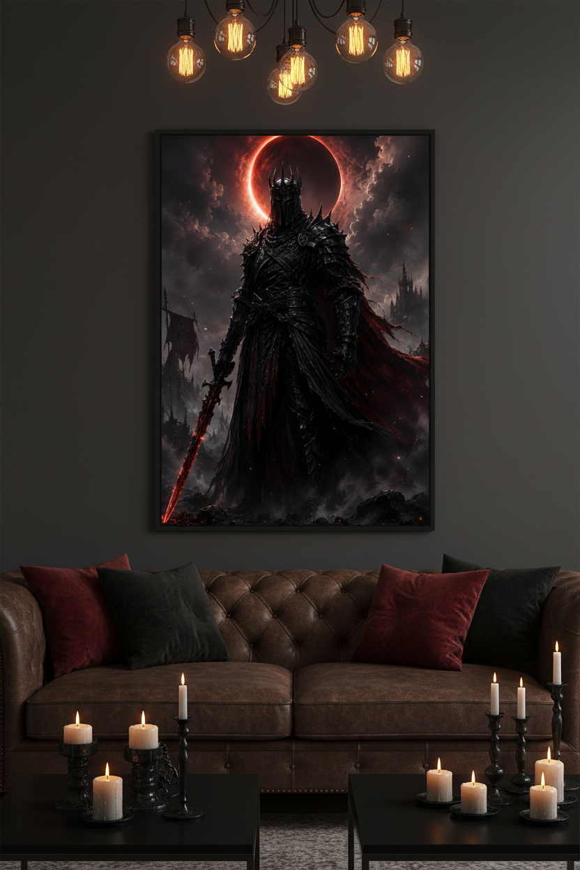 The Crimson Eclipse Sovereign – Dark Fantasy Framed Poster