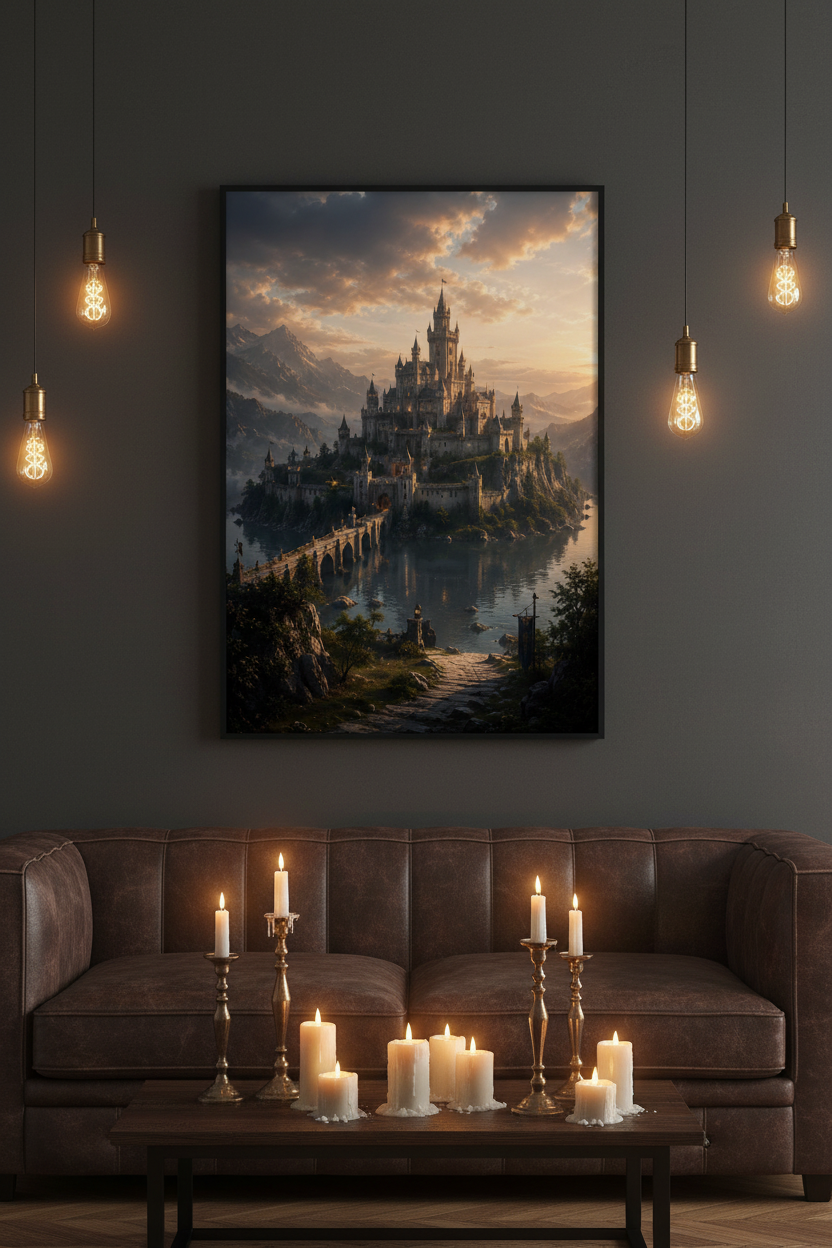 The Cursed Keep at Dusk – Dark Fantasy Framed Poster
