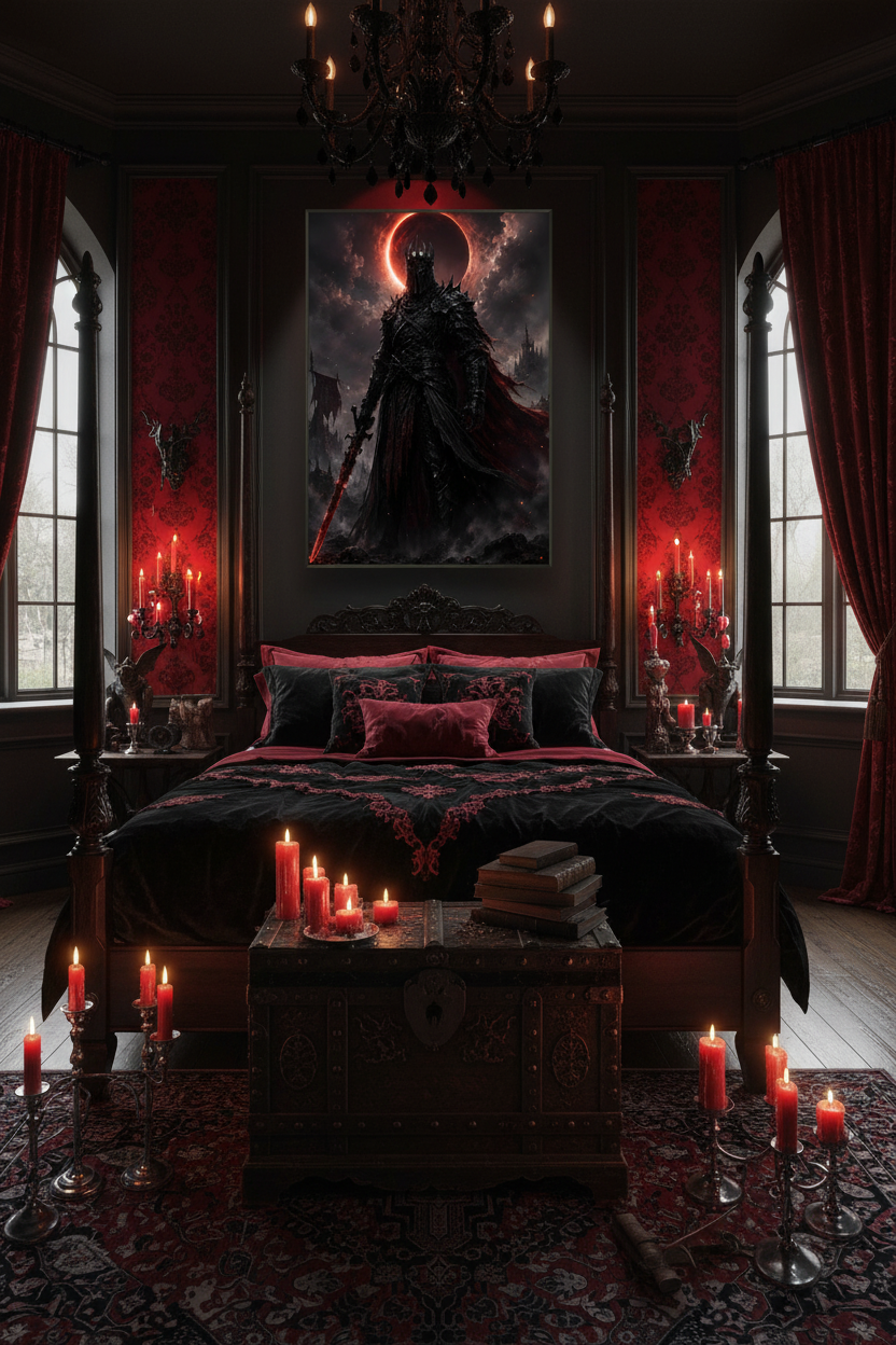 The Crimson Eclipse Sovereign – Dark Fantasy Framed Poster