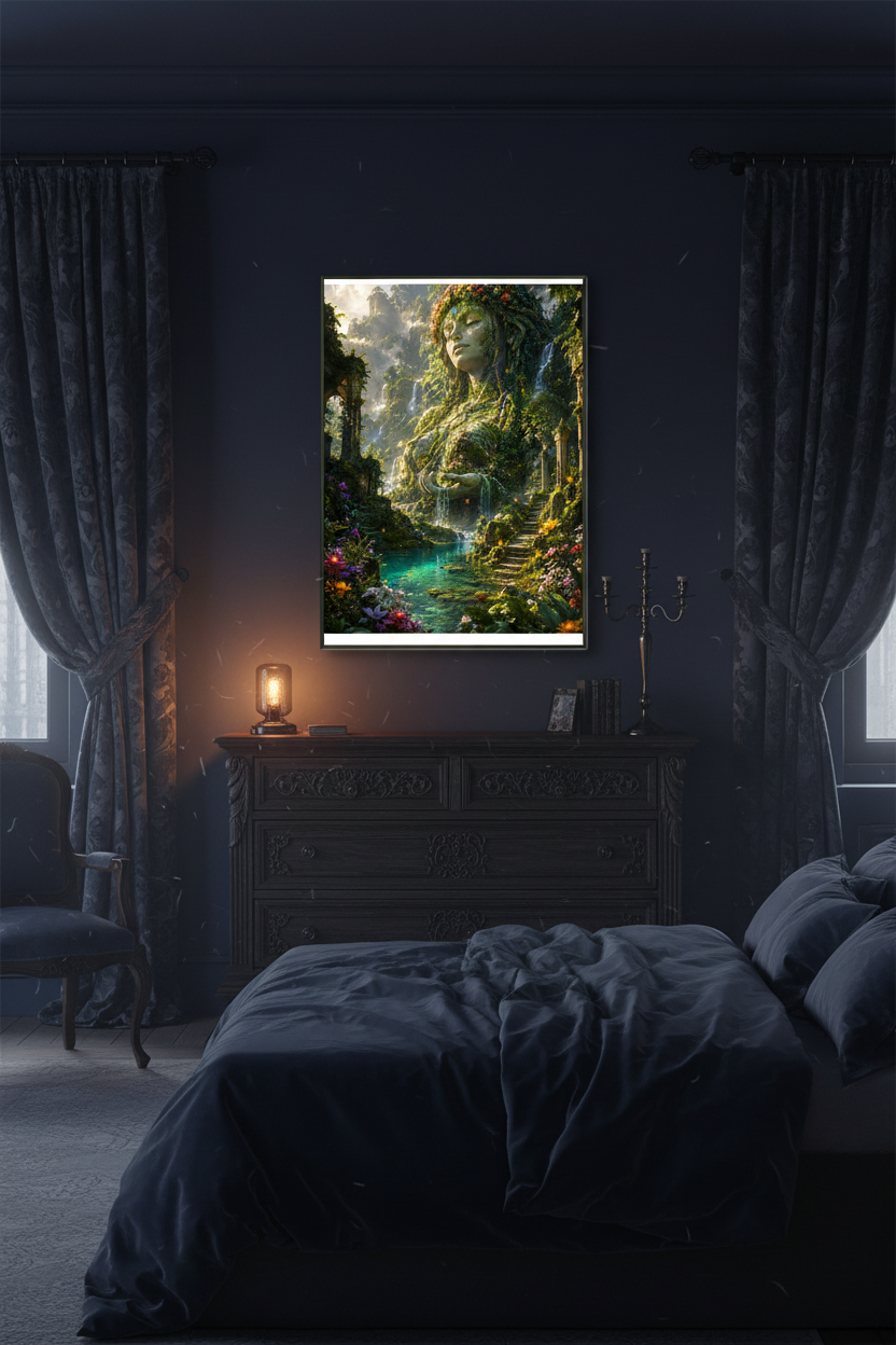 The Moonlit Realm of Evermist – Enchanted Worlds Framed Poster