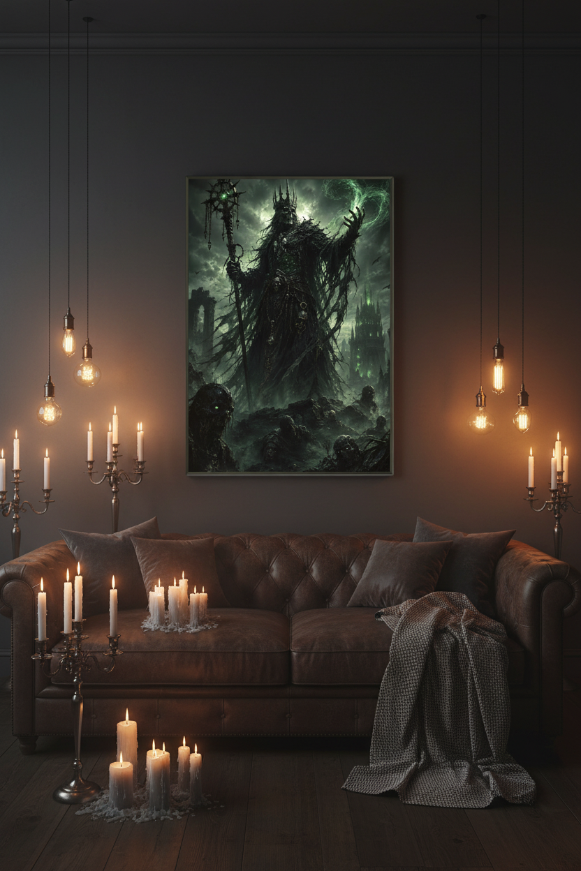 The Lich King’s Dominion – Dark Fantasy Framed Poster
